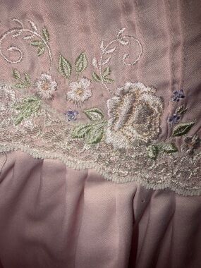 Embroidered Floral Pink Slip pjs